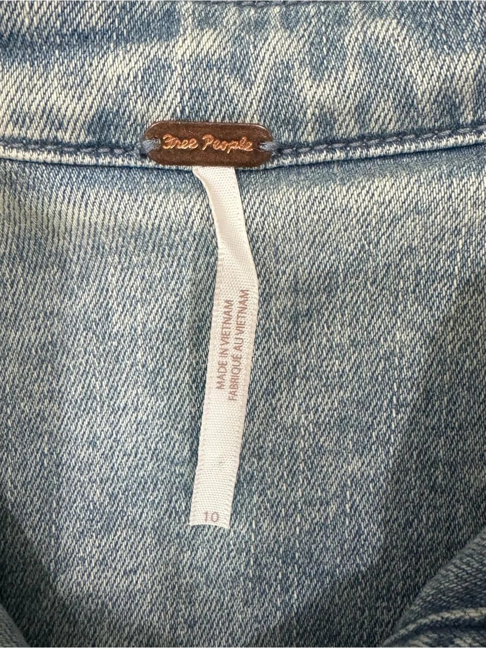 Free People Size 10 Light Wash Denim Shirt Dress Fitted Western Boho